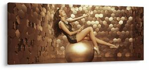 Obraz ženy v zlatej miestnosti (120x50 cm)