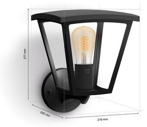 Philips HUE White INARA nástenné exteriérové svietidlo LED E27 7W 550lm 2100K IP44 čierne