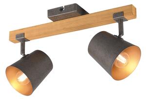 TRIO 801900267 BELL stropné bodové svietidlo/spot 2xE14 antický nikel, drevo