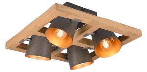 TRIO 601900467 BELL stropné bodové svietidlo 4xE14 antický nikel, drevo