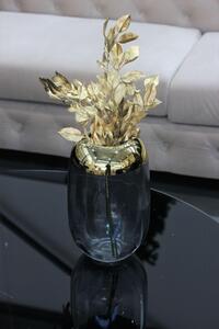 Sivá sklenená váza so zlatým okrajom 25cm