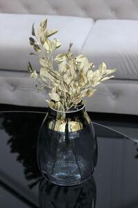Sivá sklenená váza so zlatým okrajom 23cm
