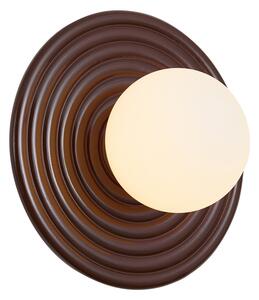 Retro nástenná lampa hnedá s okrúhlym opálovým sklom 20 cm IP44 - Lila