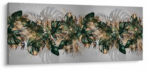 Obraz - Zlato-zelené tropické listy (120x50 cm)