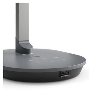 Philips 8719514443655 Sword stolná dotyková lampička LED 12W/450lm 2700-6500K USB šedá stmievateľná