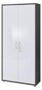 KANCELÁRSKA SKRIŇA, antracitová, biela s vysokým leskom, 84,4/185,6/33 cm MID.YOU - Online Only kancelárie, Online Only