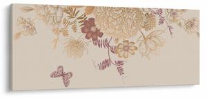 Obraz - Vintage kvety a motýle (120x50 cm)
