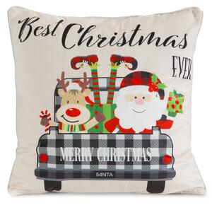 VIANOČNÁ DEKORAČNÁ OBLIEČKA NA VANKÚŠ SANTA7 45X45 CM VZOROVANÁ