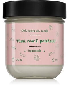 Tropicandle Plum, Rose & Patchouli vonná sviečka 170 ml