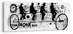 Obraz - Tímová práca, jazda na bicykli (120x50 cm)