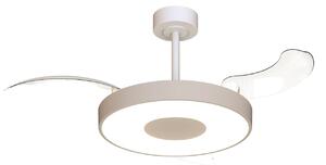 Inteligentný stropný ventilátor LED Coin béžovo-biely, DC, tichý – Mantra Mantra Iluminación, Coin, stmievateľné, Béžová, Obývacia izba, Kov, Moderný