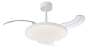 LED stropný ventilátor Slim Mini biely DC tichý CCT – Mantra Mantra Iluminación, Slim Mini, stmievateľné, Biela, Obývacia izba, Kov, Moderný