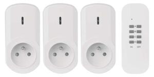 P0070 EMOS 4-set - diaľkovo ovládané zásuvky 3x, diaľkový ovládač 1x, vrátane batérie 1×3V CR2032, IP44, biela