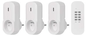P0070 EMOS 4-set - diaľkovo ovládané zásuvky 3x, diaľkový ovládač 1x, vrátane batérie 1×3V CR2032, IP44, biela