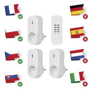P0070 EMOS 4-set - diaľkovo ovládané zásuvky 3x, diaľkový ovládač 1x, vrátane batérie 1×3V CR2032, IP44, biela