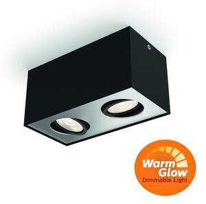 Philips 50492/30/P0 Box LED čierne povrchové bodové svietidlo WGD 2x4,5W=1000lm 2200-2700K