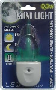 Prezent 1612 Mini Light LED orientačné osvetlenie do zásuvky (zelená svetlo)