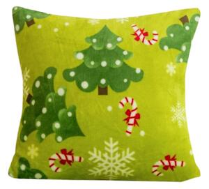 Mikroplyšová obliečka na vankúšik CHRISTMAS TREE 45x45 cm, zelená