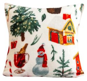 Mikroplyšová obliečka na vankúšik FESTIVE MAGIC 45x45 cm, biela