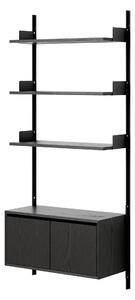NEW WORKS Policová zostava Wall 1900, Cabinet Low w. Doors, Black Ash / Black