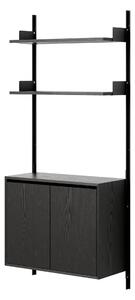 NEW WORKS Policová zostava Wall 1900, Cabinet Tall w. Doors, Black Ash / Black