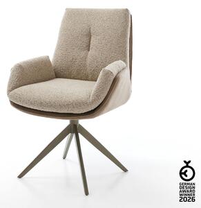 DELIFE Otočná jedálenská stolička Clea-Flex zmiešané materiály tmavobéžová krížová podstava široká titánová farba otočná o 360° s hojdacou funkciou