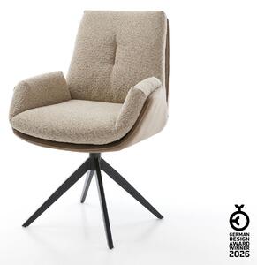 DELIFE Otočná jedálenská stolička Clea-Flex zmiešané materiály tmavobéžová krížová podstava široká čierna otočná o 360° s hojdacou funkciou