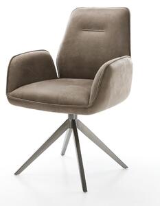 DELIFE Otočná jedálenská stolička Zoa-Flex mikrovlákno taupe vintage krížová podstava široká grafitová 360° otočná hojdacia funkcia vrecková pružina