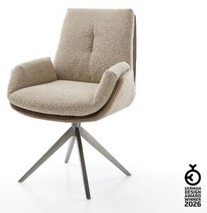DELIFE Otočná jedálenská stolička Clea-Flex zmiešané materiály tmavobéžová krížová podstava široká grafitová otočná o 360° s hojdacou funkciou
