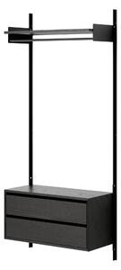 NEW WORKS Policová zostava Wardrobe Cabinet w. Drawers, Black Ash / Black