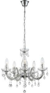 GLOBO 63116-5 CUIMBRA II závesné svietidlo/luster s akrylovými krištáľmi D440mm 5xE14 chróm, priehľadná