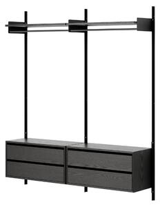 NEW WORKS Policová zostava Wardrobe Cabinets w. Drawers, Black Ash / Black