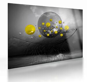 Sklenený obraz - žlté abstraktné gule (70x50 cm)