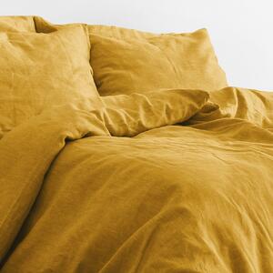 Goldea exkluzívne ľanové obliečky - horčicové 140 x 200 a 70 x 90 cm