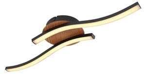 GLOBO 67171-12 EVITA stropné svietidlo LED 12W/800lm 3000K čierna matná, imitácia dreva, opál