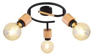 GLOBO 54031-3 JORNA stropné bodové svietidlo/spot D250mm 3xE27 čierna, drevo