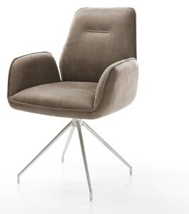 DELIFE Jedálenská stolička Zoa-Flex mikrovlákno taupe vintage krížová podstava zúžená nerezová oceľ vrecková pružina