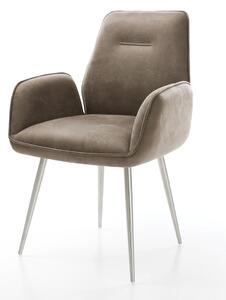 DELIFE Jedálenská stolička Zoa-Flex mikrovlákno taupe vintage 4-nohá zúžená nerezová oceľ vrecková pružina