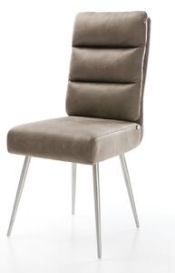 DELIFE Jedálenská stolička Pela-Flex mikrovlákno taupe vintage 4-nohá zúžená nerezová oceľ vrecková pružina