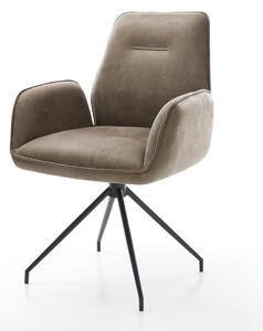DELIFE Jedálenská stolička Zoa-Flex mikrovlákno taupe vintage krížová podstava zúžená čierna vrecková pružina