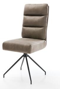 DELIFE Jedálenská stolička Pela-Flex mikrovlákno taupe vintage krížová podstava zúžená čierna vrecková pružina