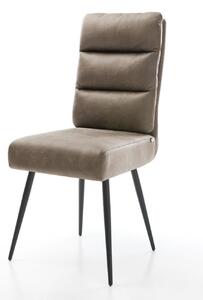 DELIFE Jedálenská stolička Pela-Flex mikrovlákno taupe vintage 4-nohá zúžená čierna vrecková pružina