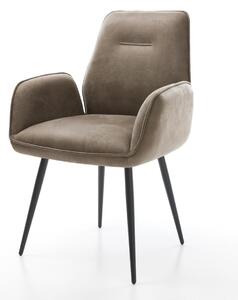 DELIFE Jedálenská stolička Zoa-Flex mikrovlákno taupe vintage 4-nohá zúžená čierna vrecková pružina