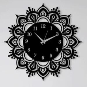 Drevené nástenné hodiny - MANDALAS - 40cm , Strieborná