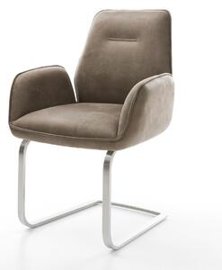 DELIFE Jedálenská stolička Zoa-Flex mikrovlákno taupe vintage jedálenská stolička plochý nerezová oceľ vrecková pružina