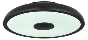 GLOBO 41366B RAFFY LED stropné svietidlo s reproduktorom D280mm 18W/800lm 3000-6500K IP44 čierna, opál, RGB, bluetooth, stmievateľné, diaľkové ovládanie, starlight efekt