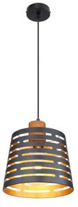 GLOBO 15451H ABLONA závesné svietidlo D250mm 1xE27 čierna matná, drevo, zlatá