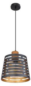 GLOBO 15451H ABLONA závesné svietidlo D250mm 1xE27 čierna matná, drevo, zlatá