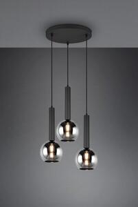 TRIO 310390332 CLAYTON závesné svietidlo 3xE27 D450mm čierna matná, dymová