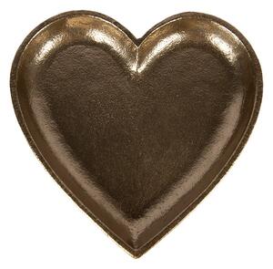 Zlatý antik dekoračný podnos srdca Heart - 21*21*2 cm - Clayre & Eef